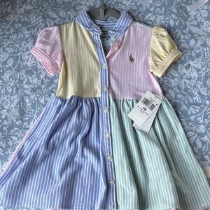 Ralph Lauren Pastel Striped Button-Front Polo Dress - Pink, Yellow, Blue, Green